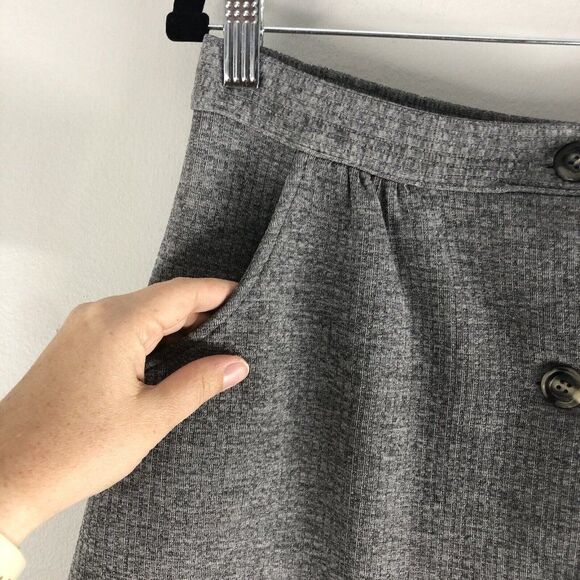 Vintage WPL 7912 Women’s‎ 15/16 Gray Skirt Button Front Pockets Dark Academia - Picture 4 of 13